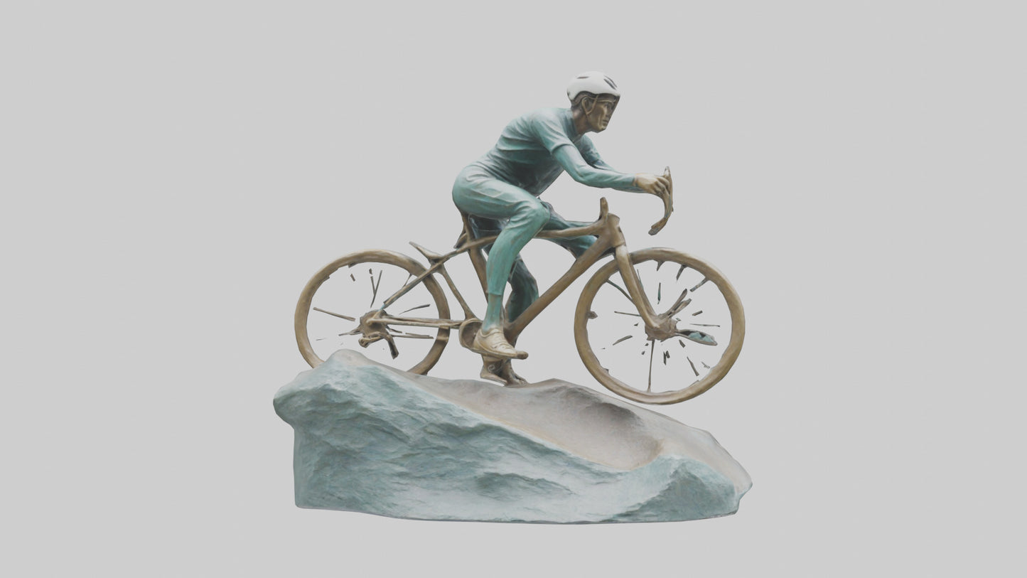 3D model Cyclist on Downhill Run statue model VR / AR / low-poly