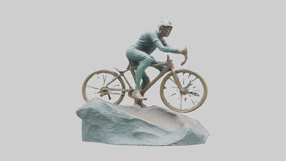 3D model Cyclist on Downhill Run statue model VR / AR / low-poly