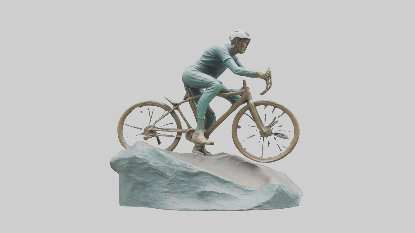 3D model Cyclist on Downhill Run statue model VR / AR / low-poly