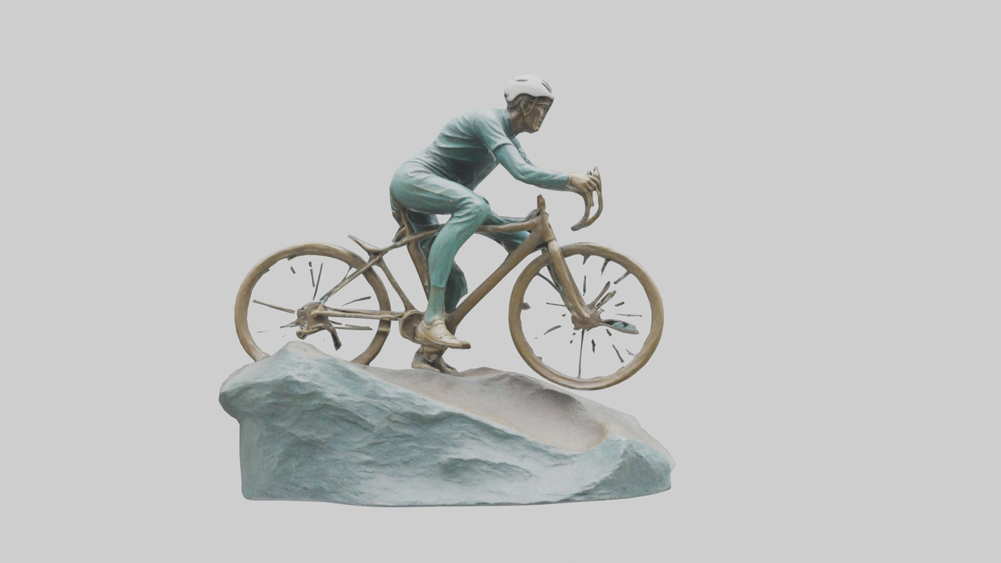 3D model Cyclist on Downhill Run statue model VR / AR / low-poly