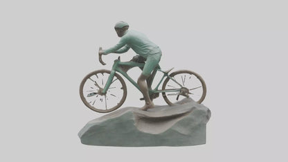 3D model Cyclist on Downhill Run statue model VR / AR / low-poly