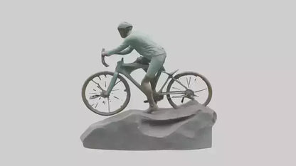3D model Cyclist on Downhill Run statue model VR / AR / low-poly
