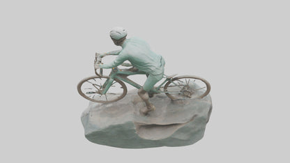 3D model Cyclist on Downhill Run statue model VR / AR / low-poly