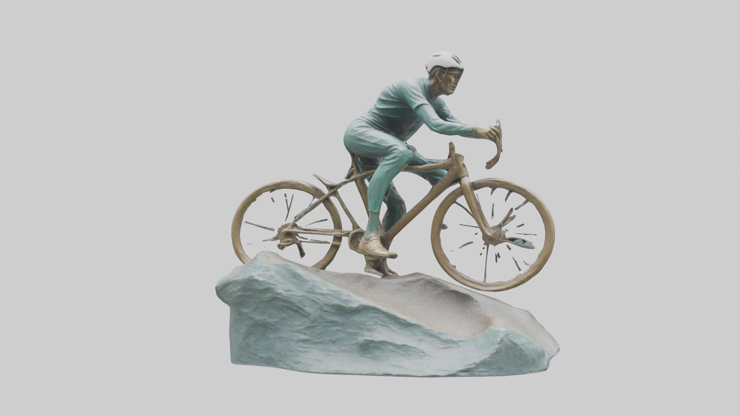 3D model Cyclist on Downhill Run statue model VR / AR / low-poly