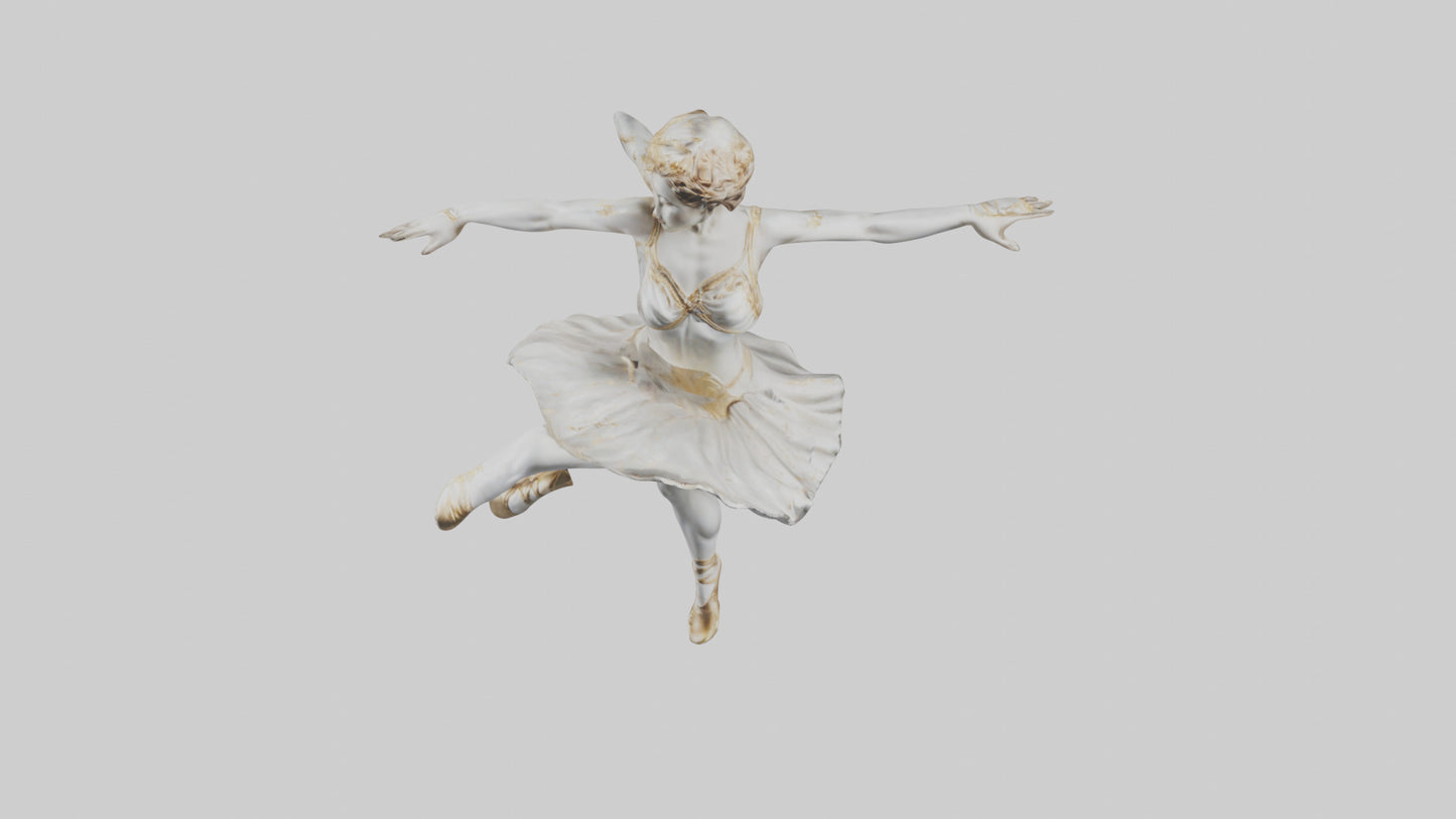 3D model Dancer Performing Grand Jete statue model VR / AR / low-poly