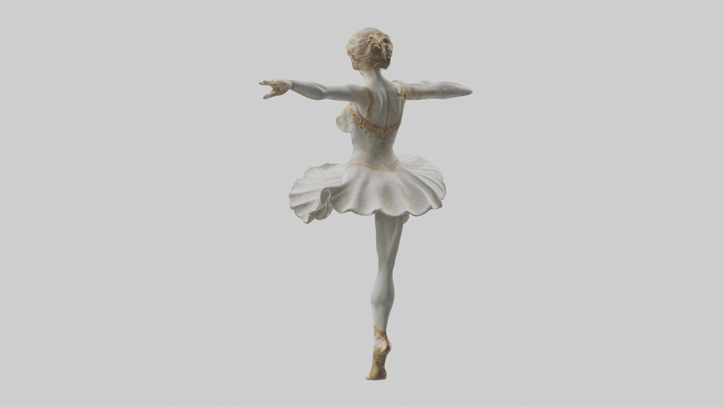 3D model Dancer Performing Grand Jete statue model VR / AR / low-poly