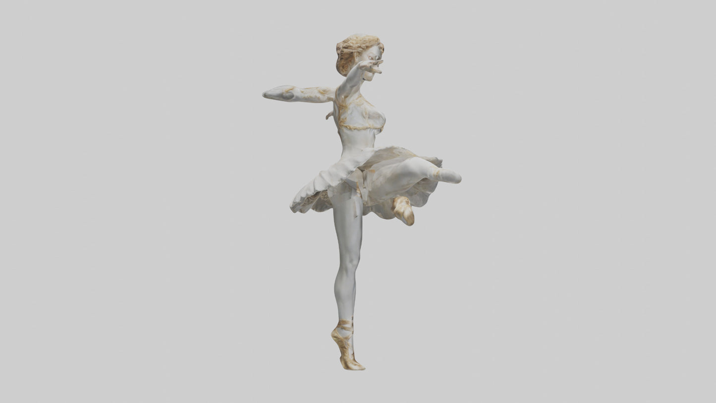 3D model Dancer Performing Grand Jete statue model VR / AR / low-poly