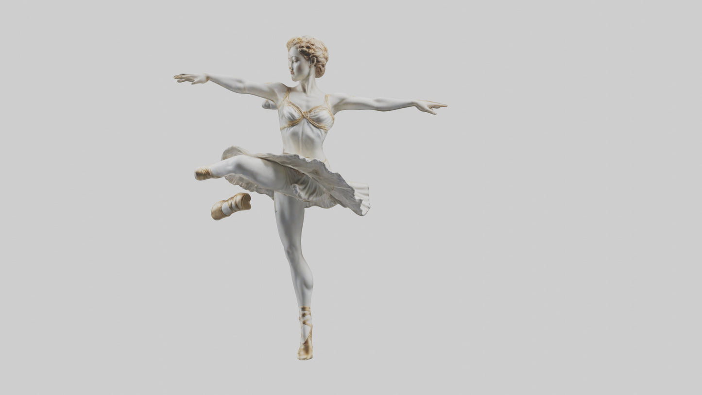 3D model Dancer Performing Grand Jete statue model VR / AR / low-poly