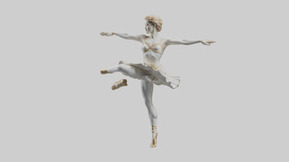 3D model Dancer Performing Grand Jete statue model VR / AR / low-poly