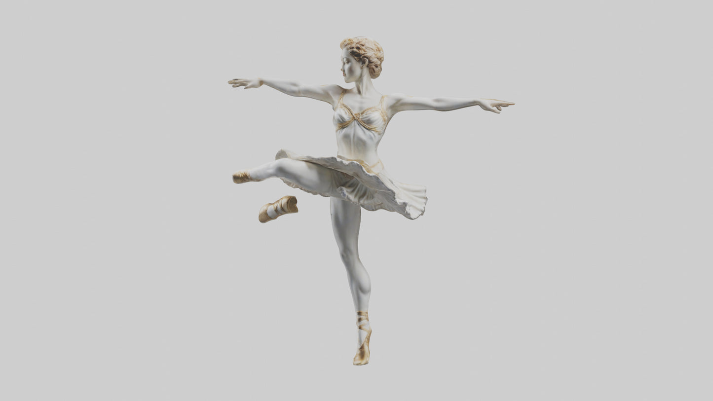3D model Dancer Performing Grand Jete statue model VR / AR / low-poly