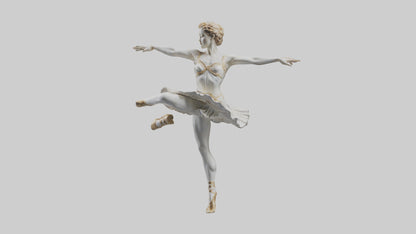 3D model Dancer Performing Grand Jete statue model VR / AR / low-poly