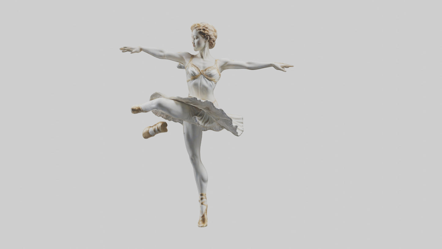 3D model Dancer Performing Grand Jete statue model VR / AR / low-poly