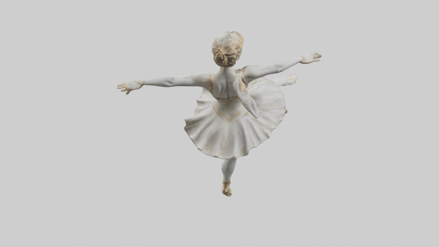 3D model Dancer Performing Grand Jete statue model VR / AR / low-poly