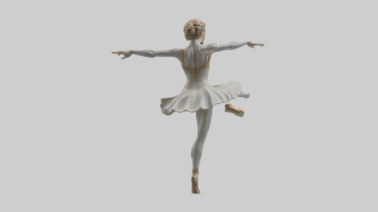 3D model Dancer Performing Grand Jete statue model VR / AR / low-poly