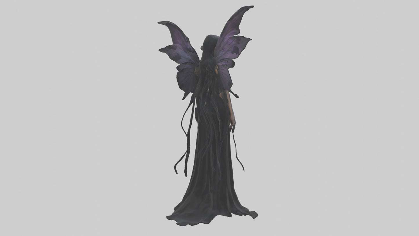 Dark fairy model VR / AR / low-poly