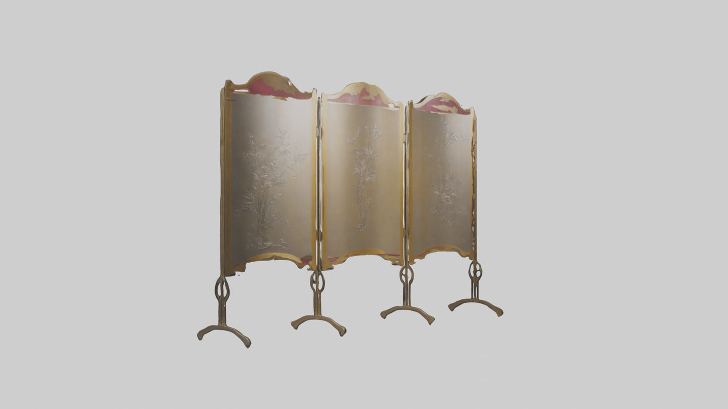 Decorative folding screen model VR / AR / low-poly