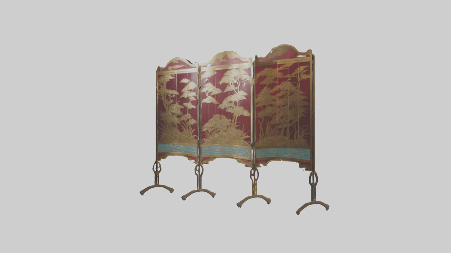Decorative folding screen model VR / AR / low-poly
