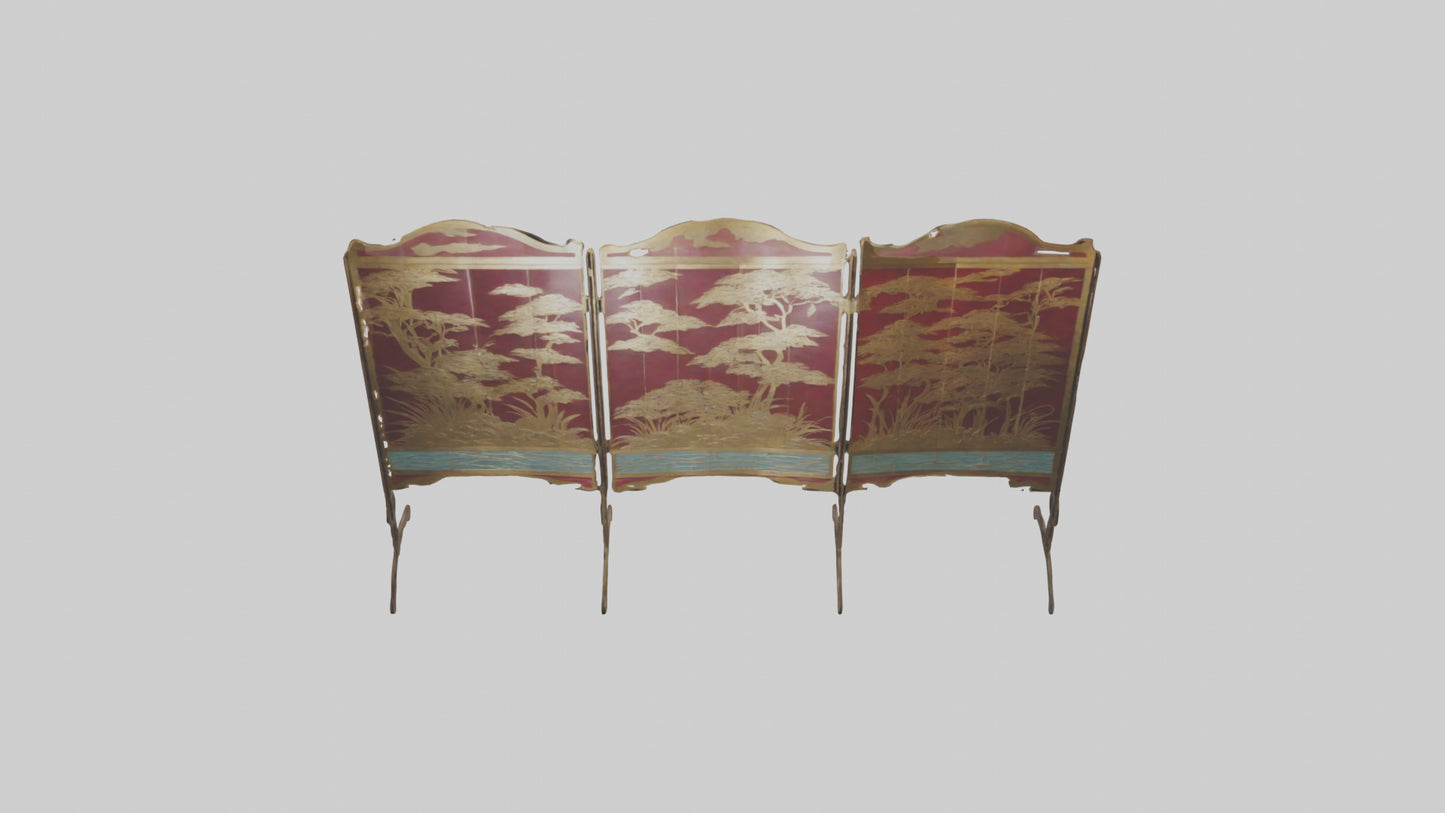 Decorative folding screen model VR / AR / low-poly