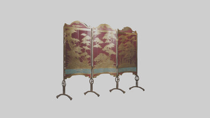 Decorative folding screen model VR / AR / low-poly
