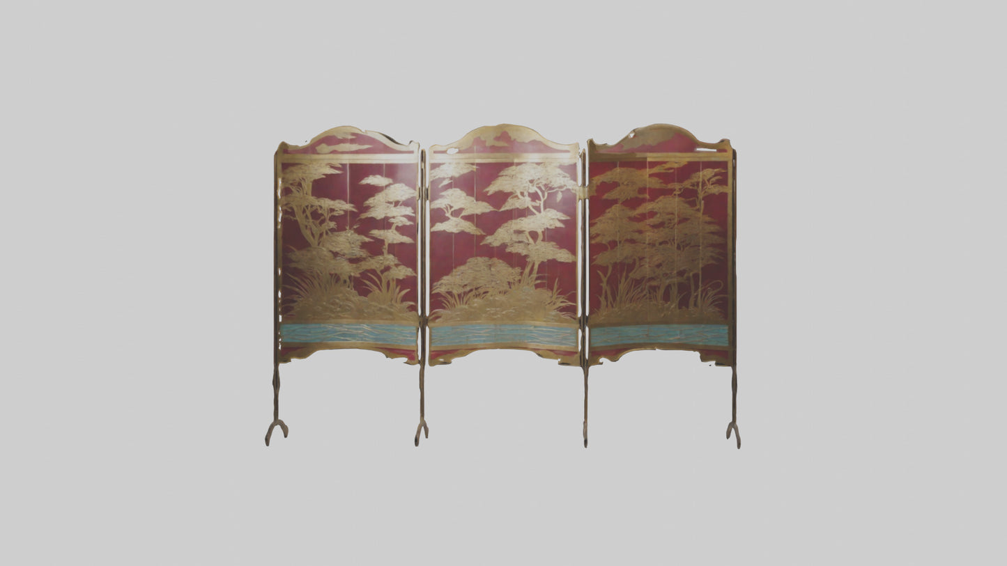 Decorative folding screen model VR / AR / low-poly