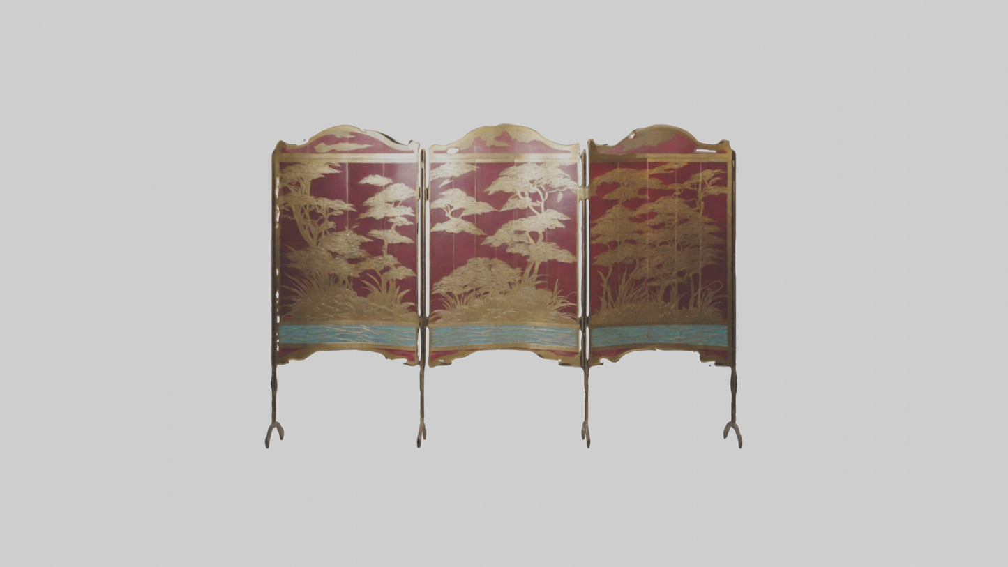 Decorative folding screen model VR / AR / low-poly