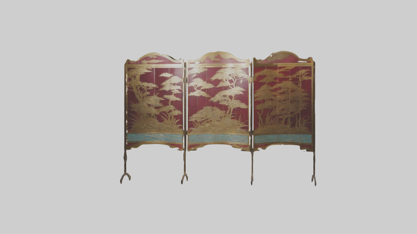 Decorative folding screen model VR / AR / low-poly