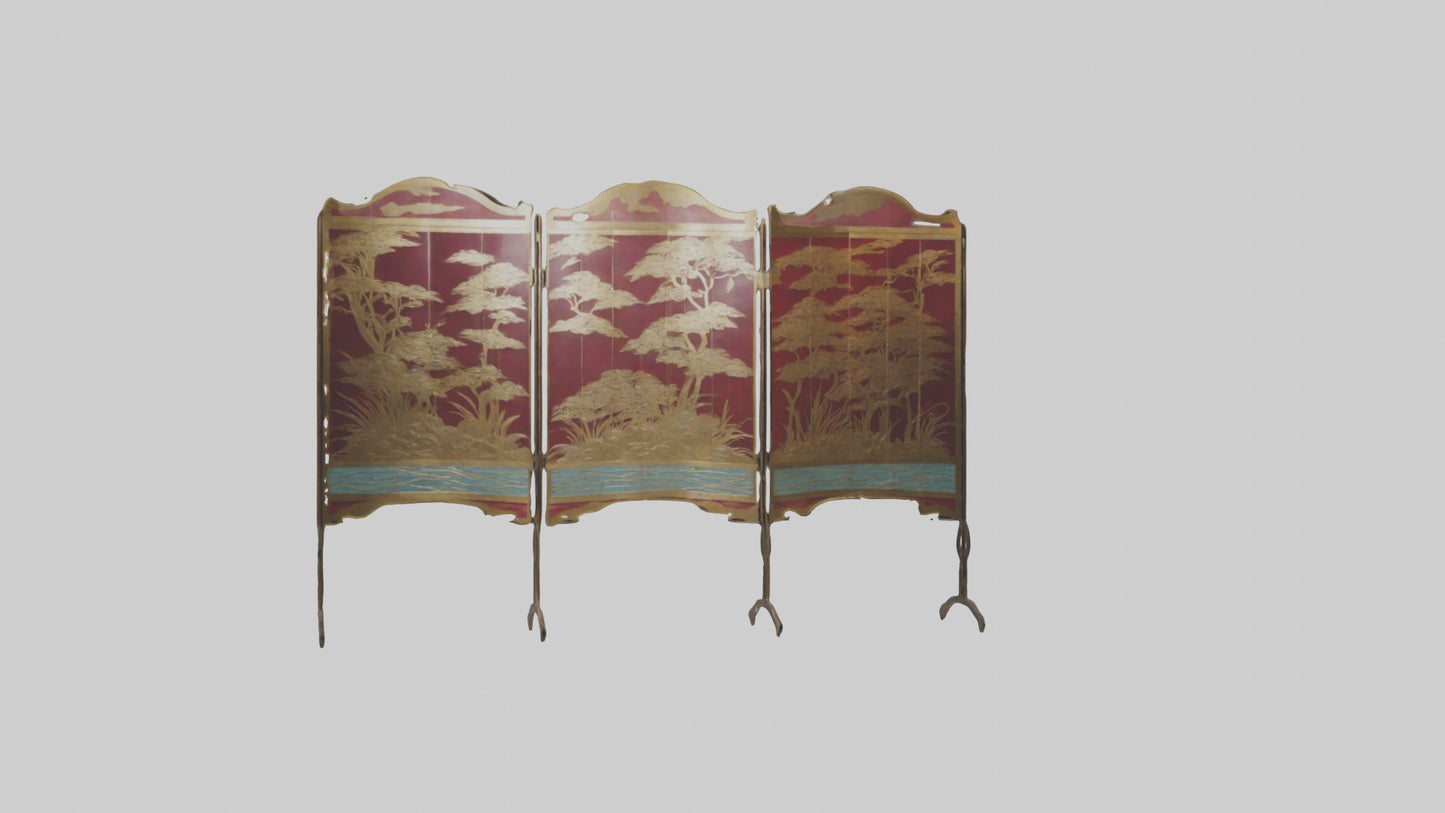 Decorative folding screen model VR / AR / low-poly