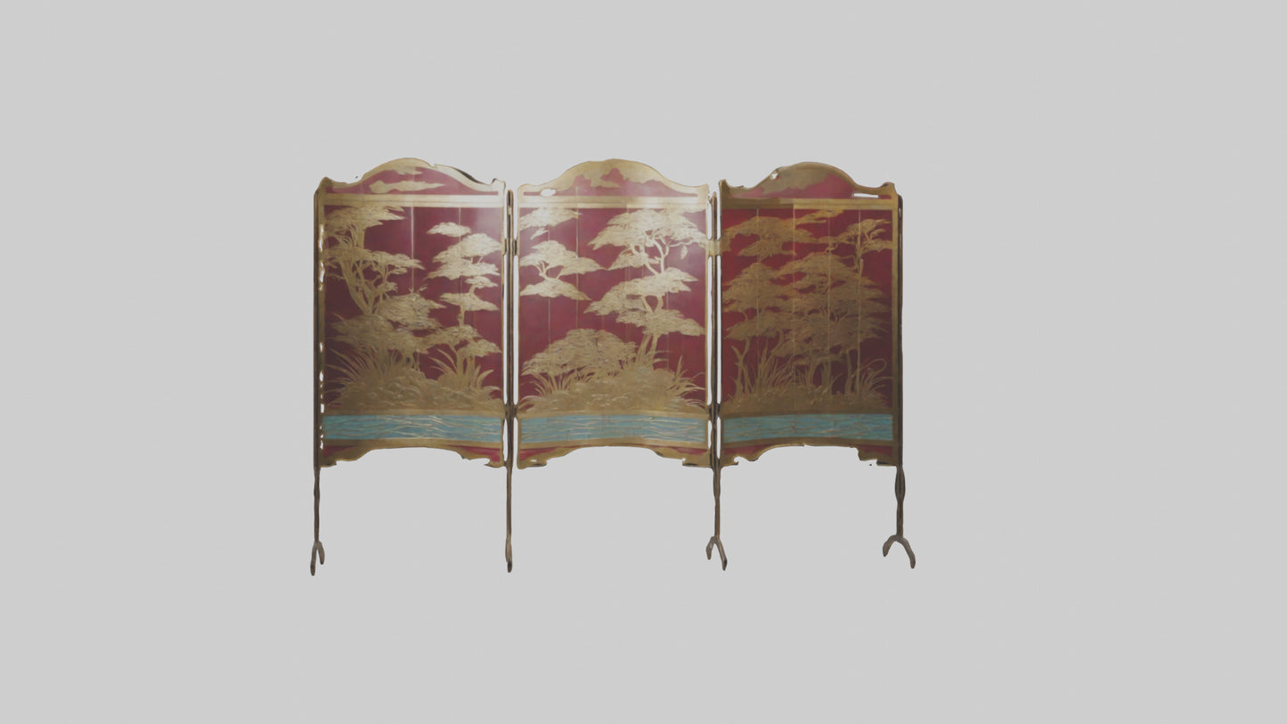 Decorative folding screen model VR / AR / low-poly
