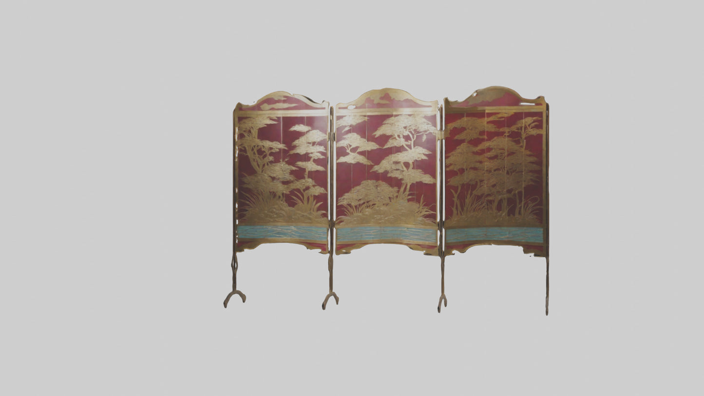 Decorative folding screen model VR / AR / low-poly