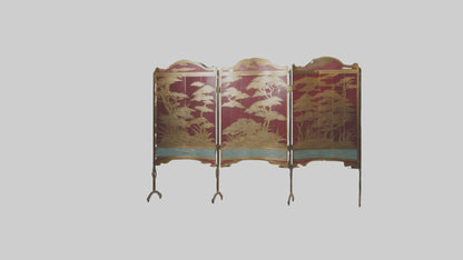 Decorative folding screen model VR / AR / low-poly