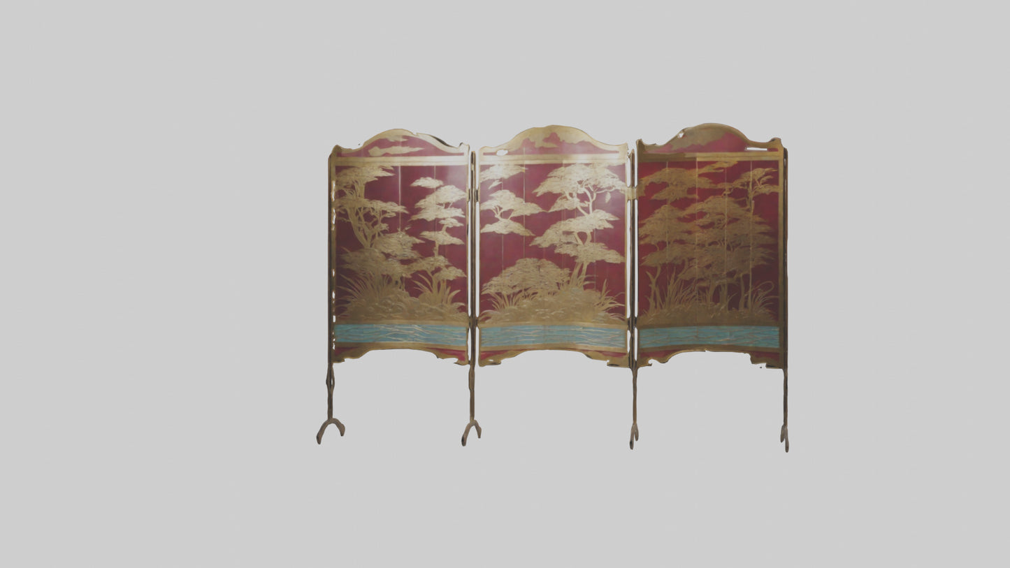 Decorative folding screen model VR / AR / low-poly