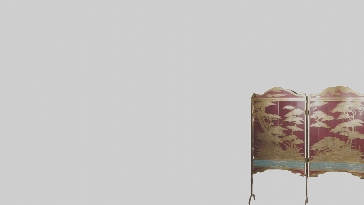 Decorative folding screen model VR / AR / low-poly