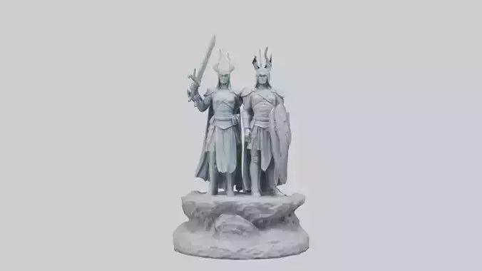 3D model Defenders of the Realm Statue model VR / AR / low-poly