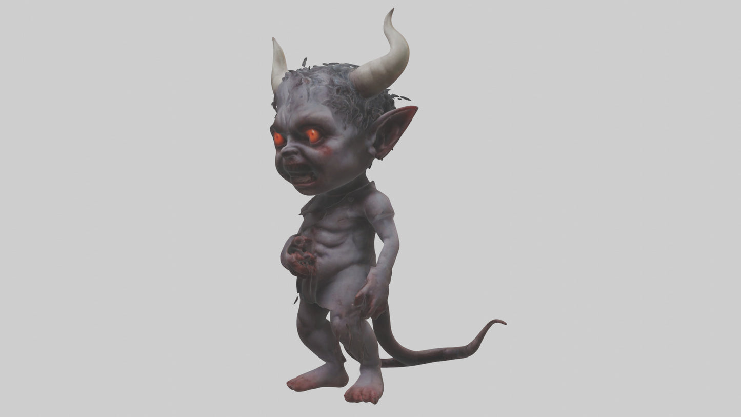 Demon child model VR / AR / low-poly