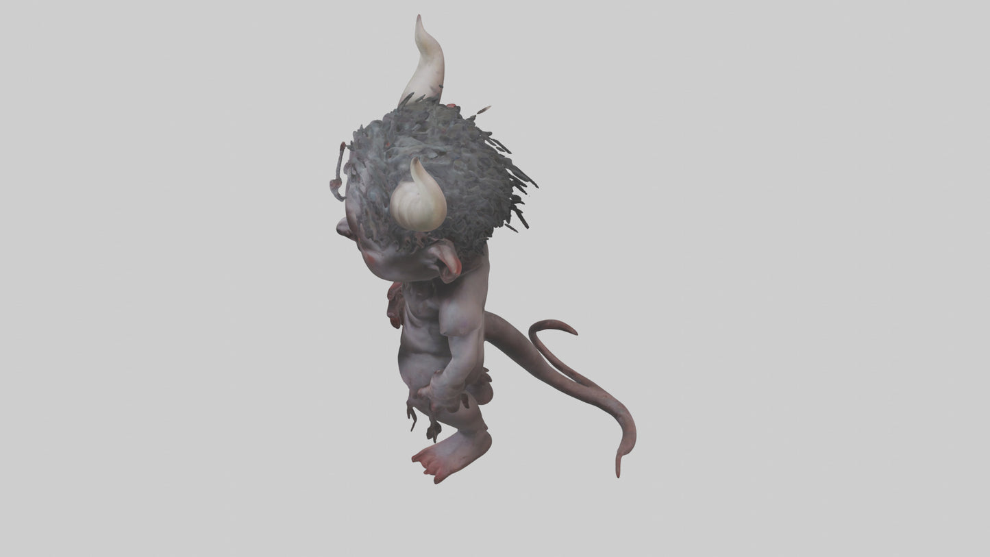 Demon child model VR / AR / low-poly
