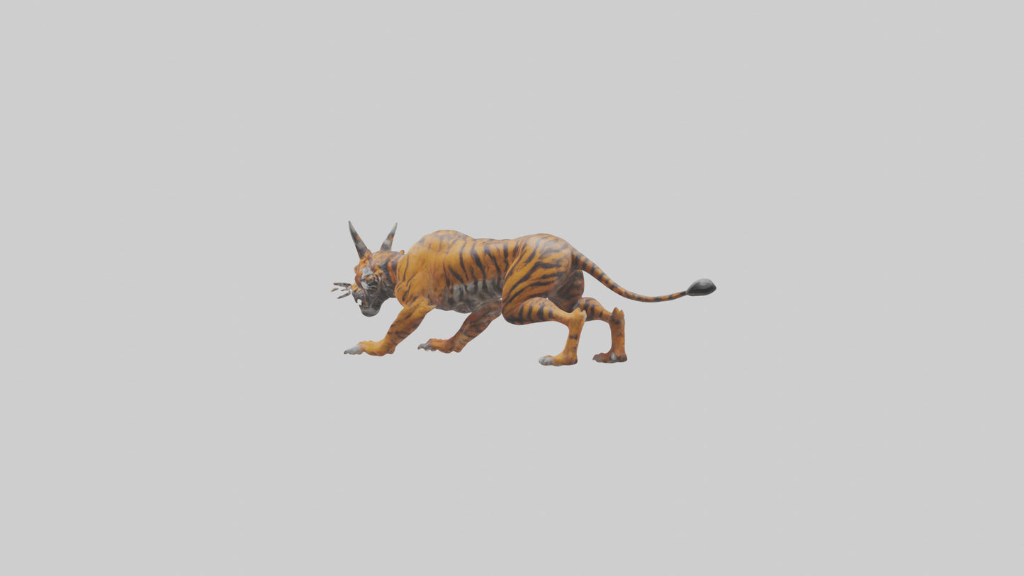 Demon Tiger model VR / AR / low-poly
