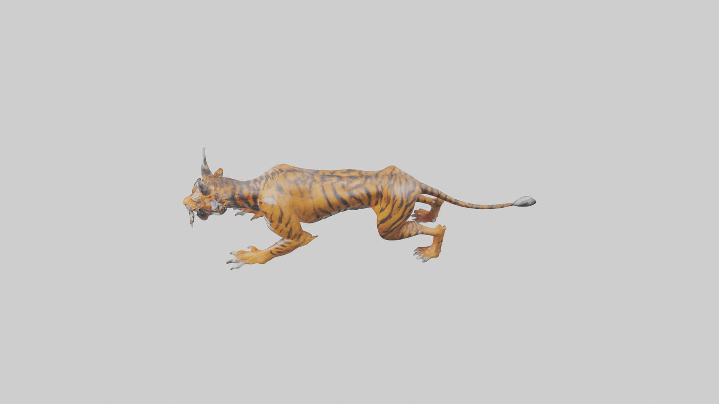 Demon Tiger model VR / AR / low-poly