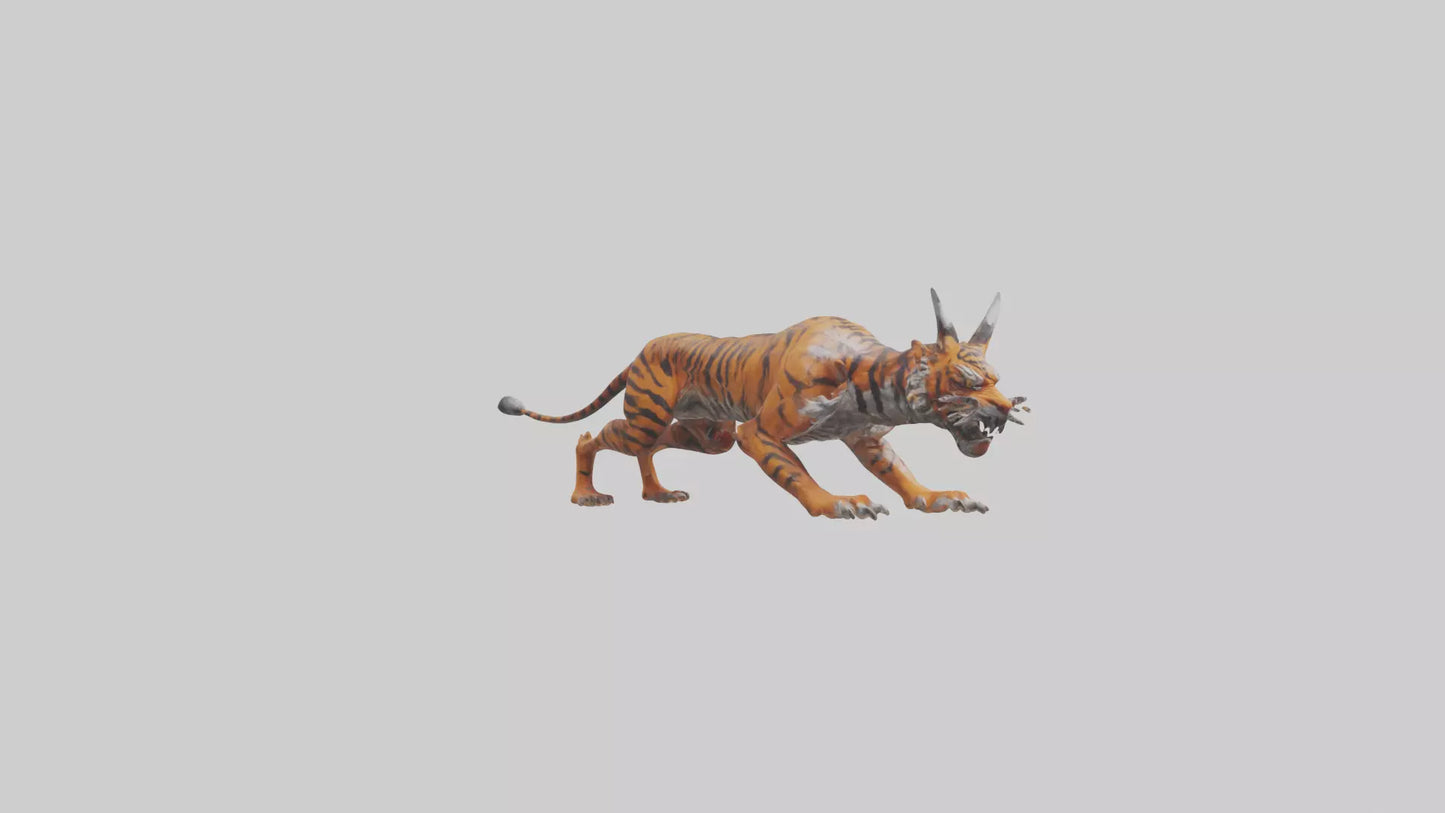 Demon Tiger model VR / AR / low-poly