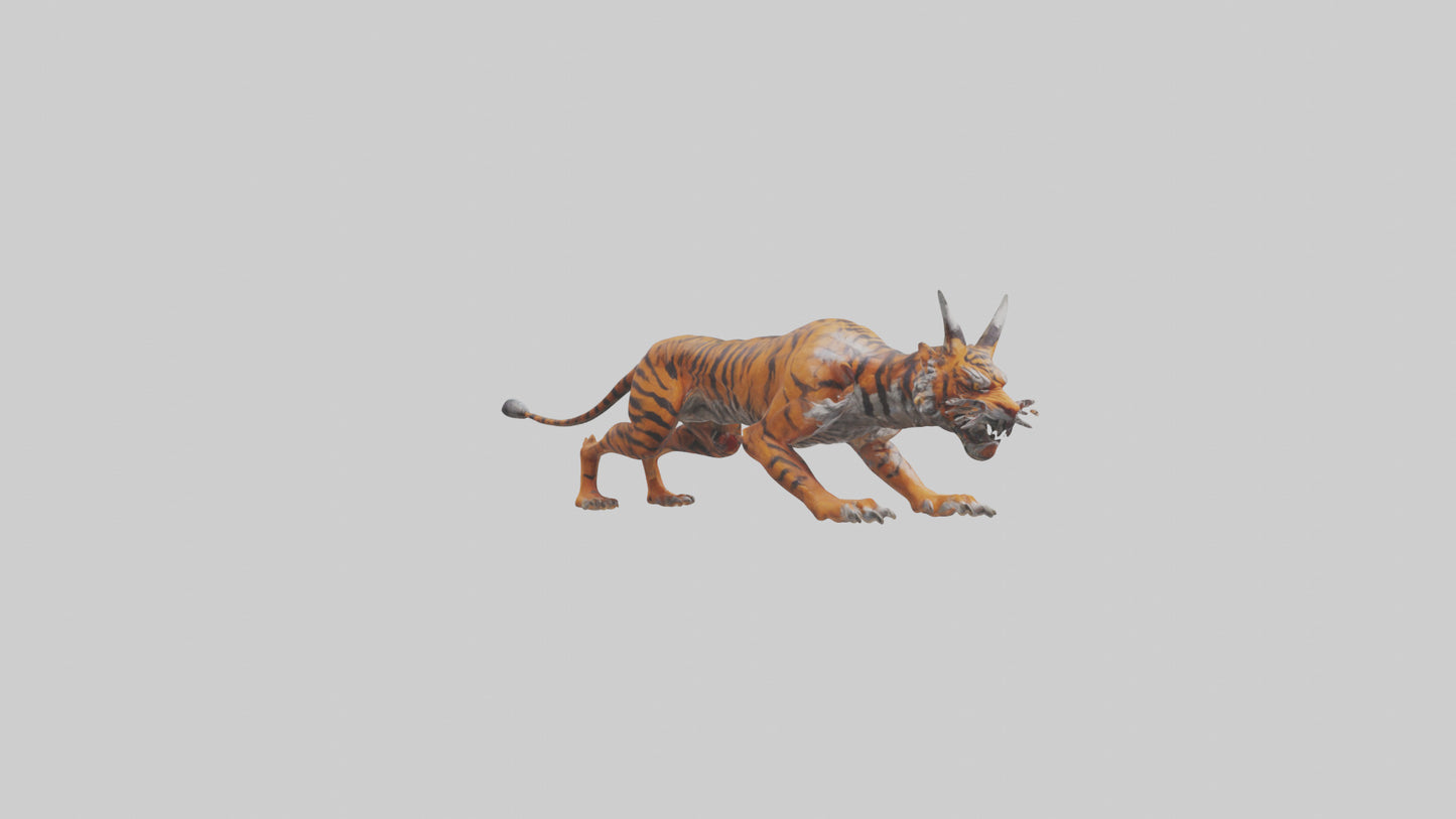 Demon Tiger model VR / AR / low-poly