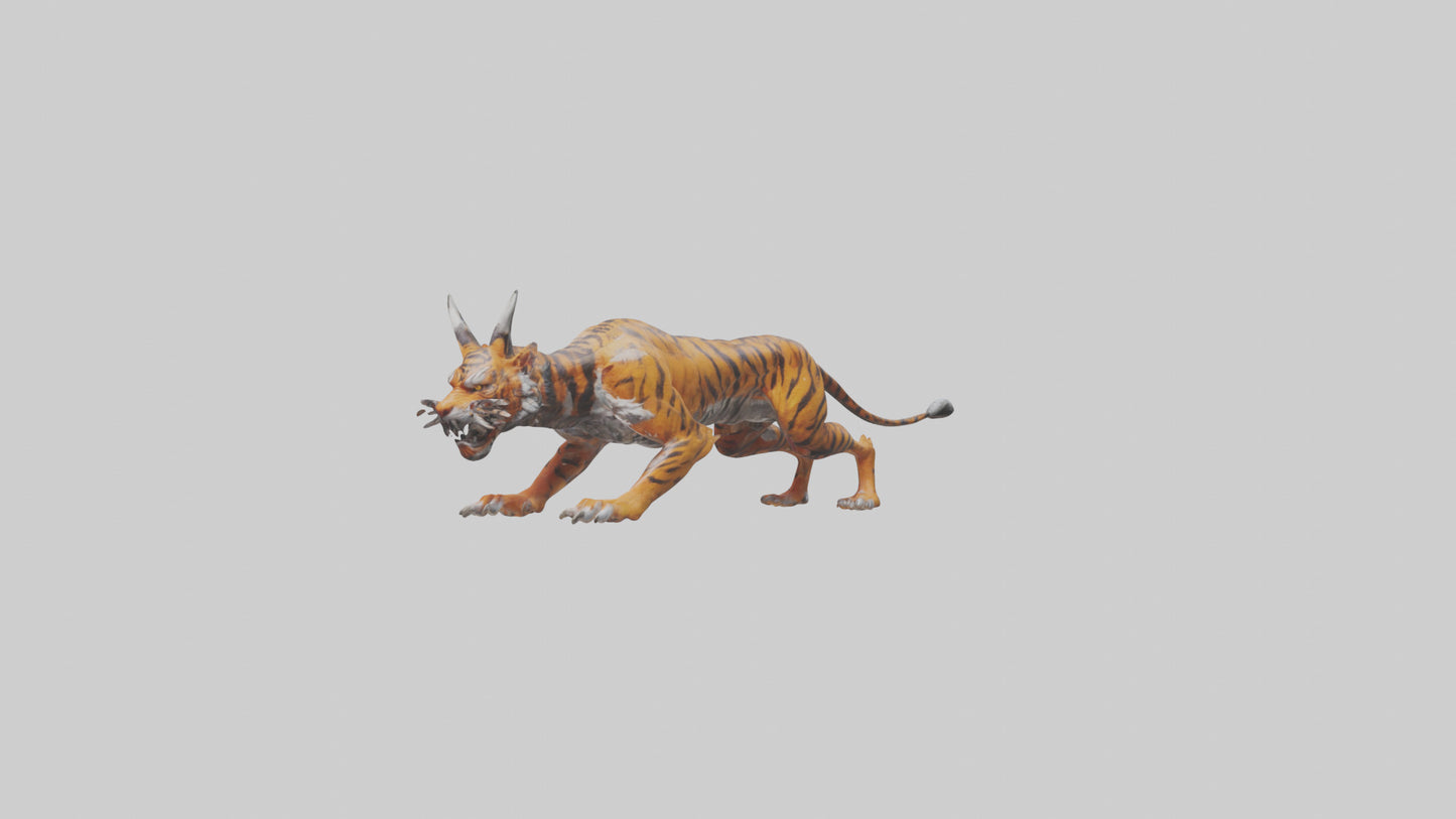 Demon Tiger model VR / AR / low-poly