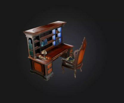 3D model Desk and Chair VR / AR / low-poly