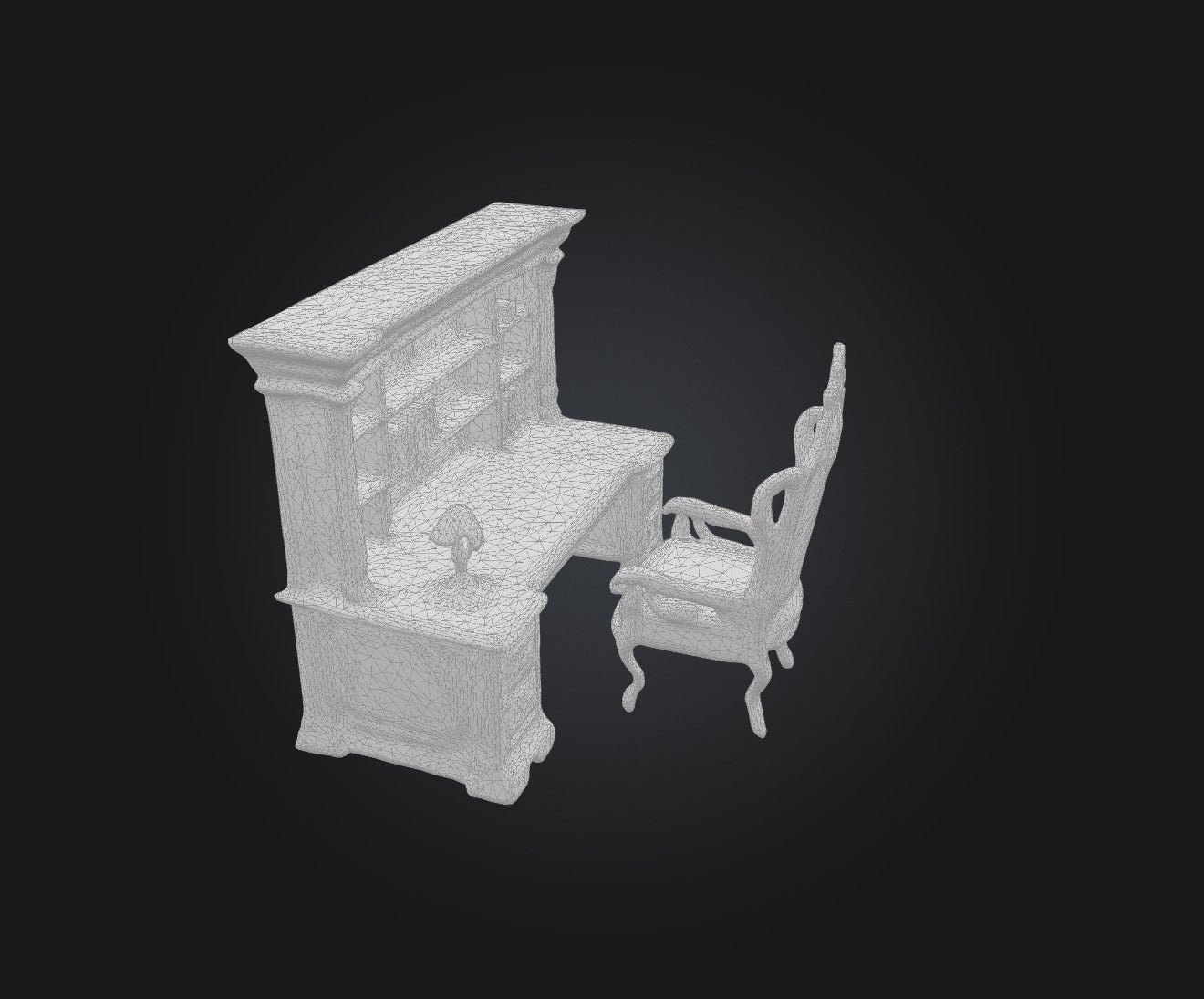 3D model Desk and Chair VR / AR / low-poly