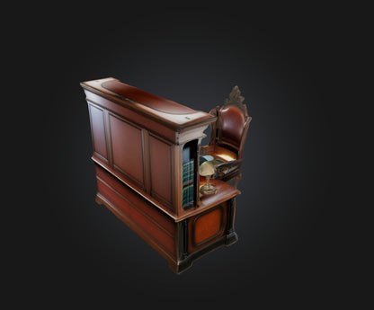 3D model Desk and Chair VR / AR / low-poly