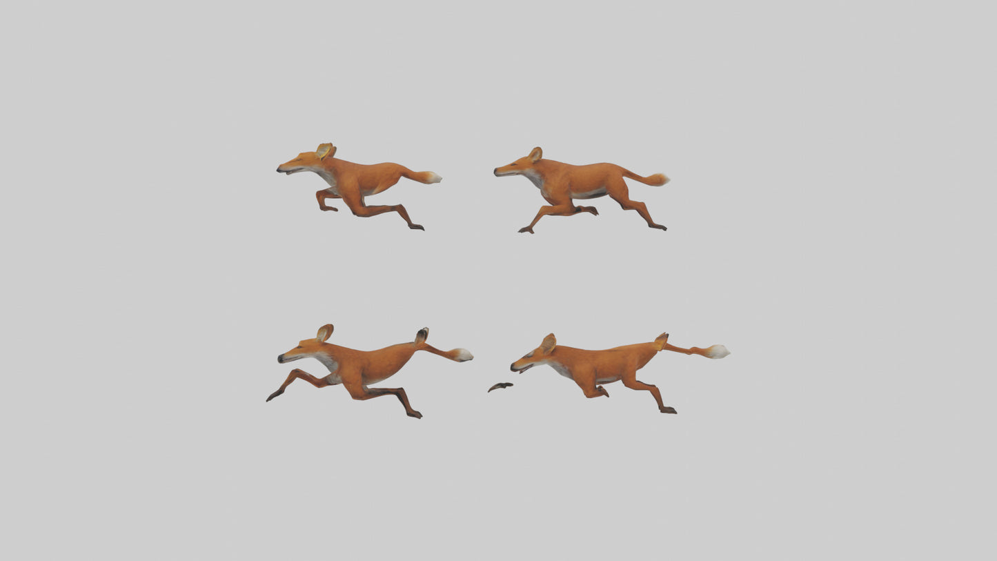 3D model Dhole running in pack model VR / AR / low-poly