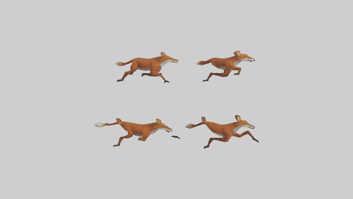 3D model Dhole running in pack model VR / AR / low-poly