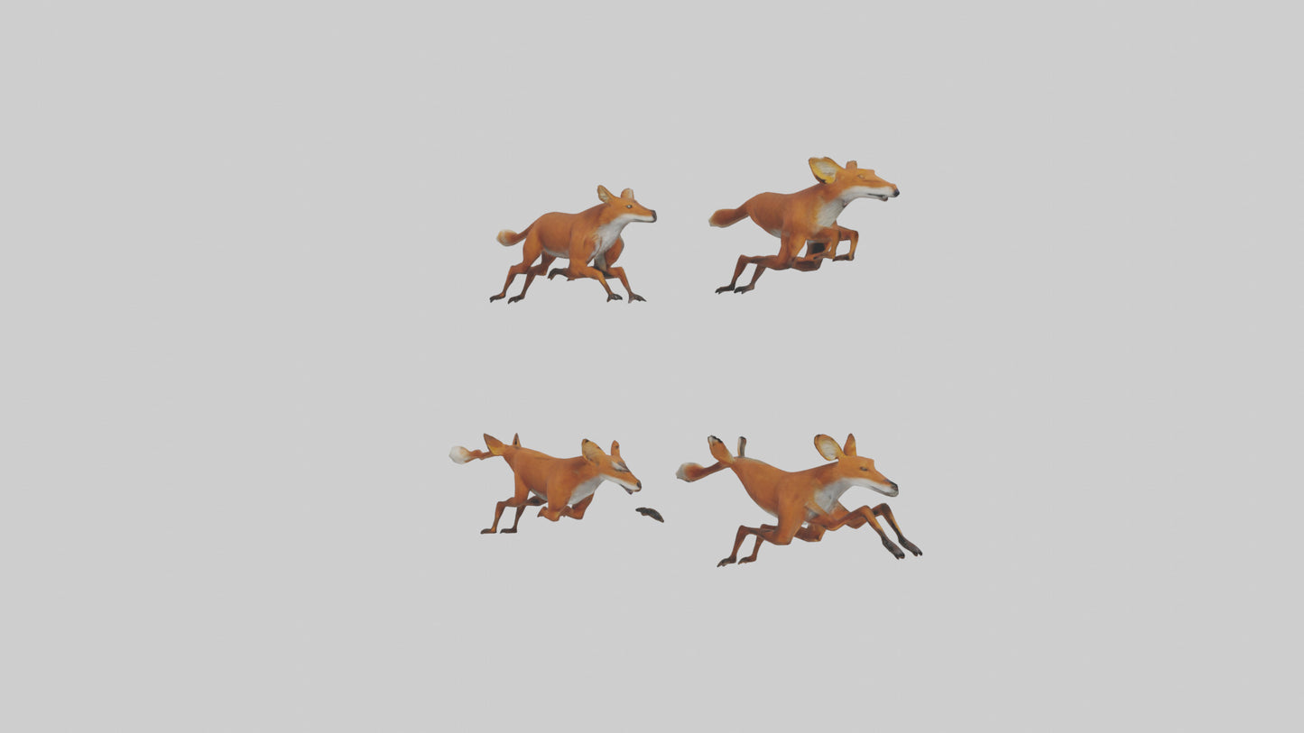 3D model Dhole running in pack model VR / AR / low-poly