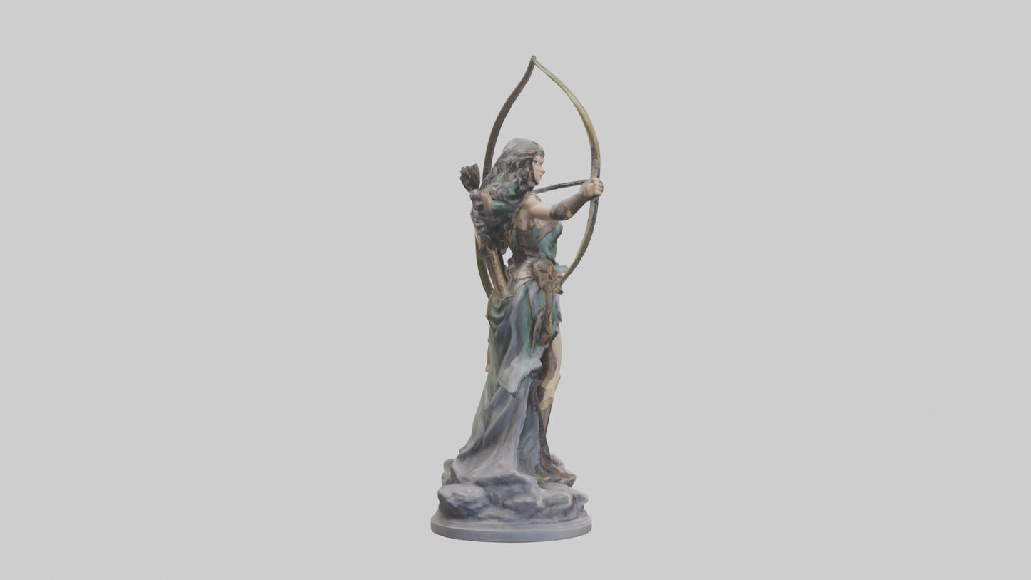 3D model Diana the Huntress statue model VR / AR / low-poly