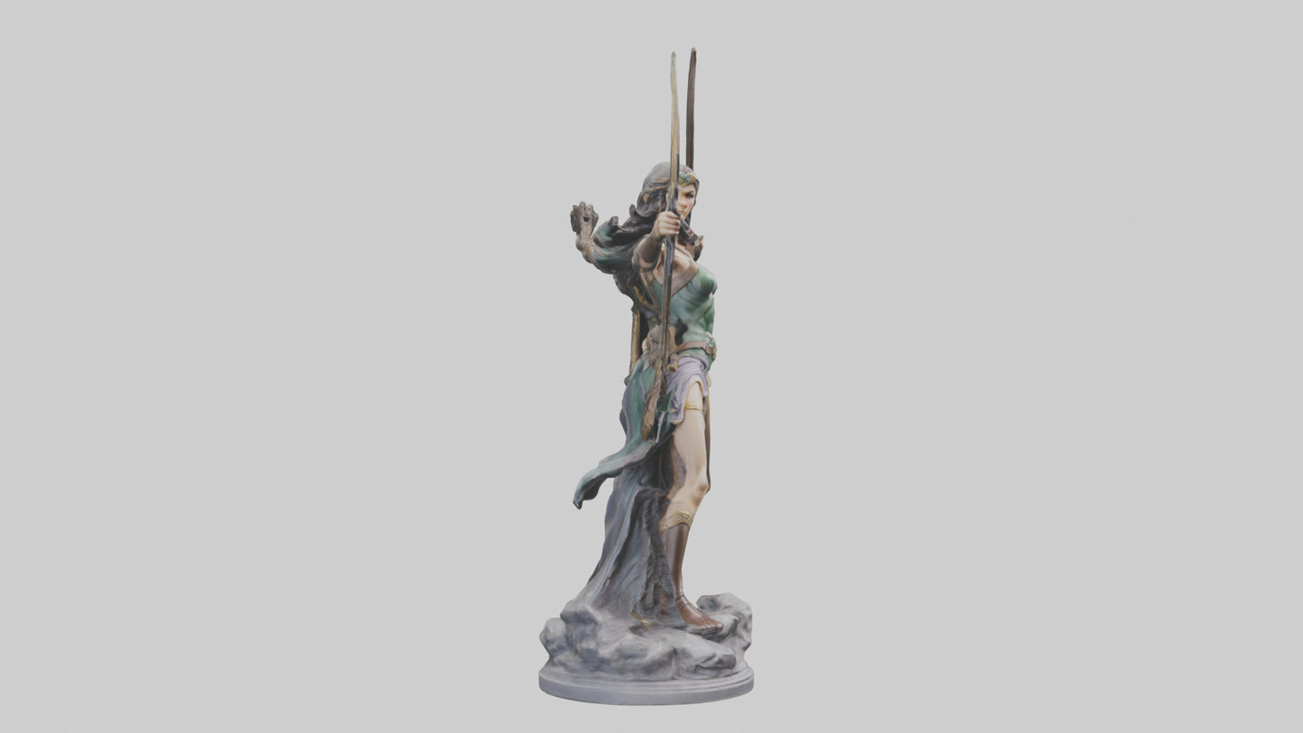 3D model Diana the Huntress statue model VR / AR / low-poly