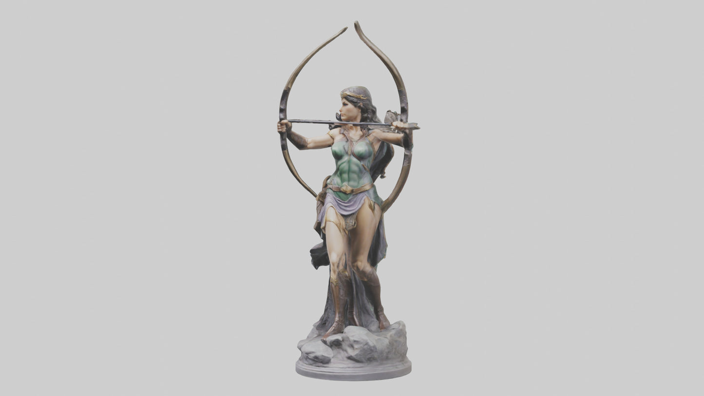 3D model Diana the Huntress statue model VR / AR / low-poly