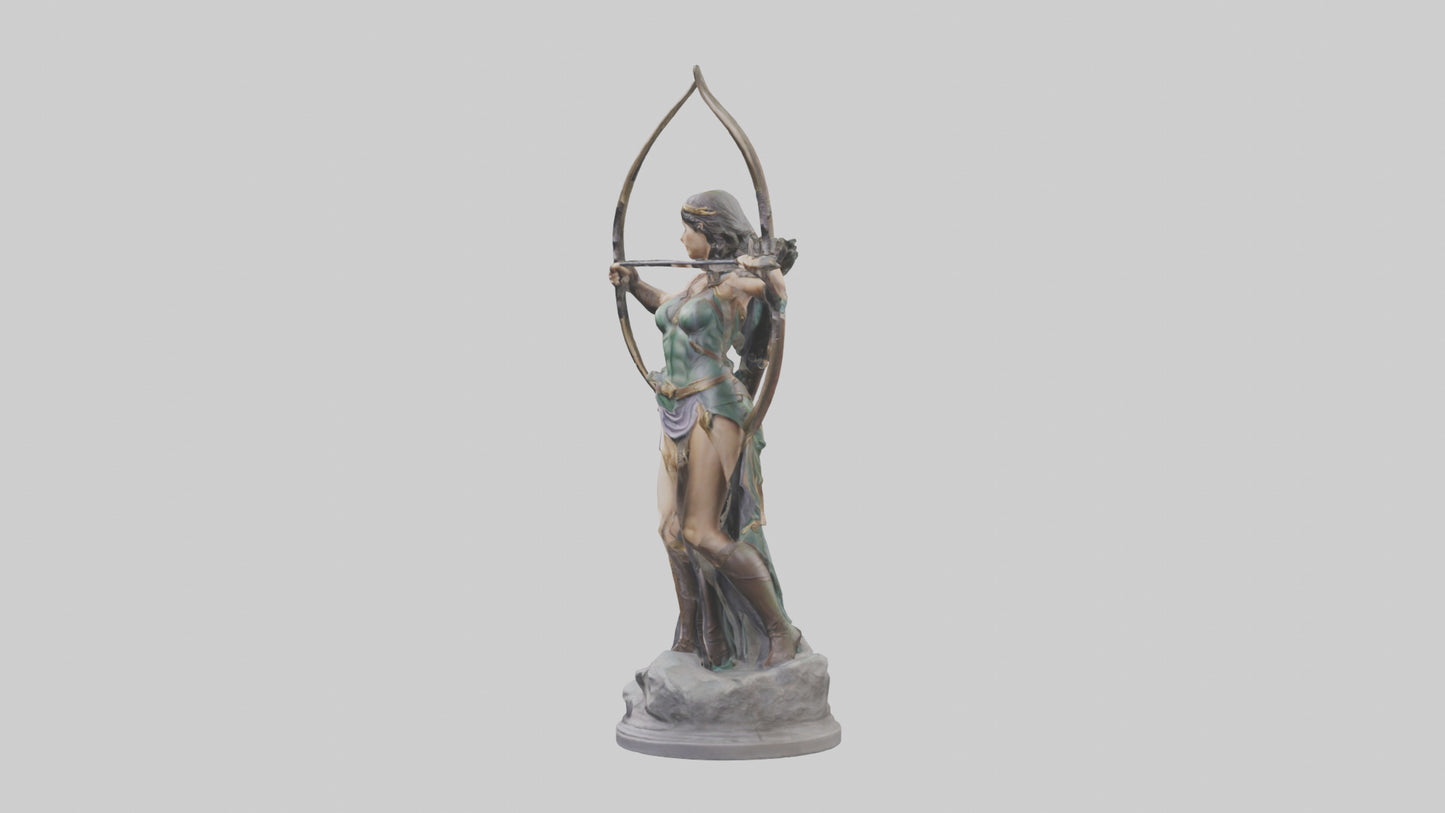 3D model Diana the Huntress statue model VR / AR / low-poly